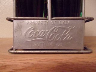 Vintage Metal Coca Cola 6 Pack Carrier With 6 Full Coca Cola Patent D Bottles