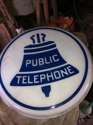 Big 24 " Vintage Public Telephone Pay Phone Booth Sign Bell System White Plastic