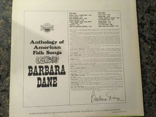 1967 BARBARA DANE Anthology Of American Folk Songs LP 2