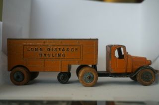 1930s Vintage Tootsie Toy Orange Mack Van Trailer Truck No.  803 At52