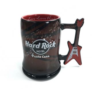 Hard Rock Cafe Punta Cana Stein Mug Red Guitar Handle