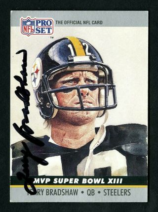Terry Bradshaw Steelers Nfl Signed Autographed Football Card 1990 Pro Set - Ex