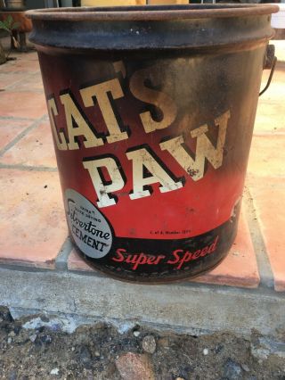 Rare Cats Paw Rubber Company Baltimore Md.  Large Cement Can.  13 Inches Tall
