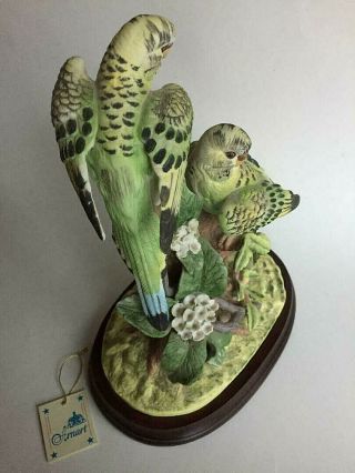 Stunning Royal Crown Arnart Parakeets In Tree Porcelain Figurine,  Vintage 1975 2