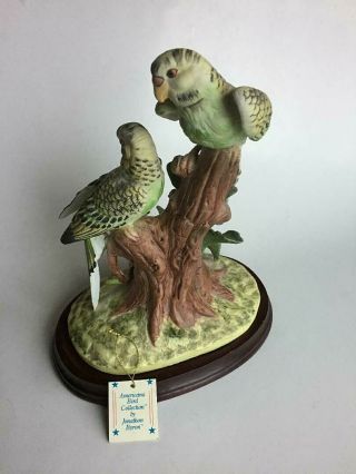 Stunning Royal Crown Arnart Parakeets In Tree Porcelain Figurine,  Vintage 1975 3