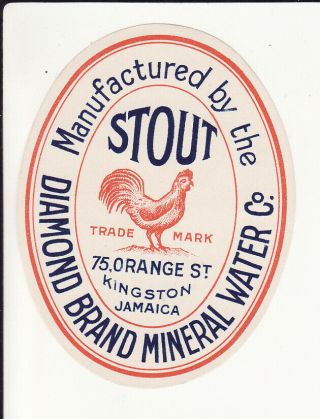 Very Old Jamaica Brewery Beer Label - Diamond Brand Stout