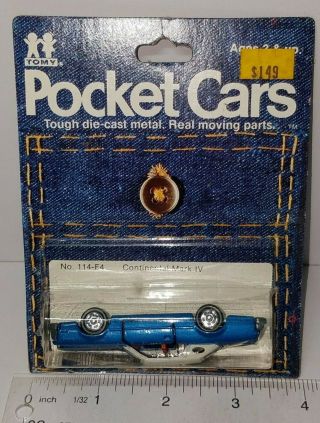 Vintage 1/77 Tomy Pocket Cars Lincoln Continental Mark Iv No.  114 - F4
