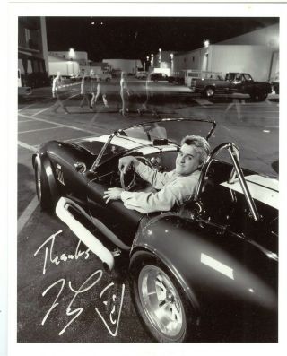 Jay Leno In Sports Car Autographed Hand Signed 8 X 10 Black & White Photo