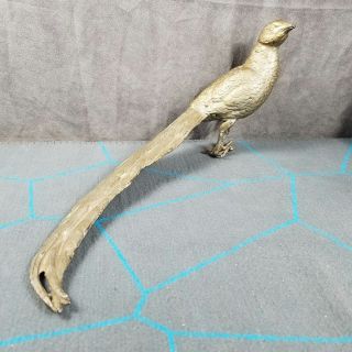 Vintage Spelter Metal Pheasant Game Bird Statue Long Tail Antique 15 "