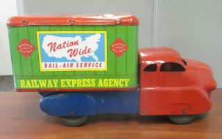 Vintage Wyandotte Pressed Steel & Tin Litho Railway Express Agency Truck 12 "
