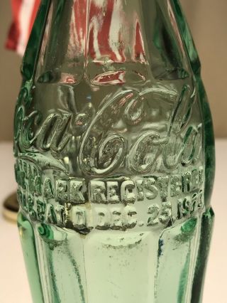 PAT ' D DEC 25,  1923 Coca - Cola Hobbleskirt Coke Bottle NATCHEZ MISS Mississippi 5
