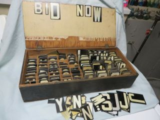 300 Vintage Metal Letters Alphabet,  Numbers,  Advertising Sign,  Store,  Gas,  Wood Box
