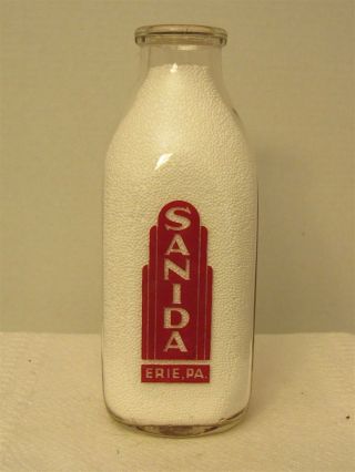 Sspq Milk Bottle Sanida Dairy Farm Erie Pa 1950