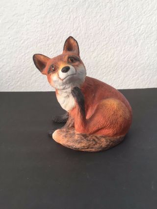 Vintage Porcelain Crafty Red Fox Figurine 1987 Cor Collectible Statue