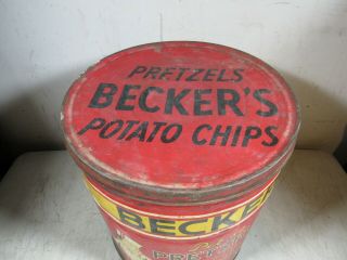 Large Vintage Becker ' s Pet - so Pretzels Tin Baltimore MD Columbia PA 2