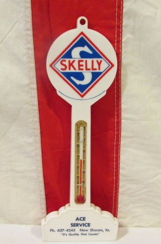 Vintage 1960s Skelly Oil Co.  Dealer Thermometer Plastic.  Sharon,  Iowa