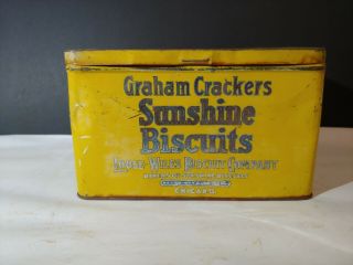 Vintage Graham Crackers Sunshine Biscuits Tin Loose - Wiles Biscuit Co.  Chicago