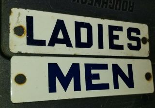 Vintage Pair Ladies,  Men Restroom,  Bathroom Gas,  Oil Porcelain Signs