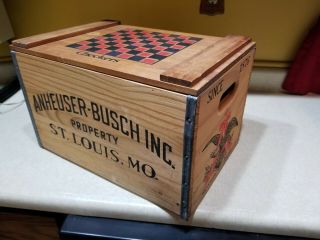 Budweiser Wood Crate W/ Checkers Top,  Old Time Style Case