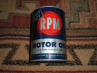 Old Vintage Full Quart Rpm Heavy Duty 20/20 Weight Motor Oil Metal Can