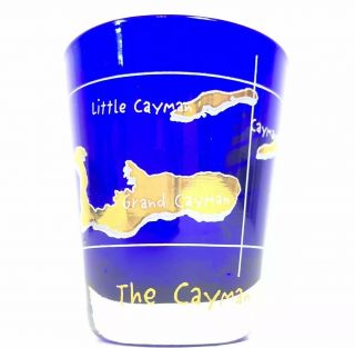 Cayman Islands Souvenir Shot Glass Grand Cayman Little Cayman Brac Cobalt Blue