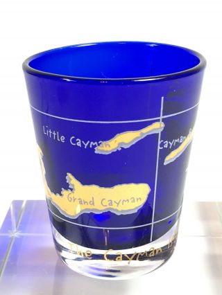 Cayman Islands Souvenir Shot Glass Grand Cayman Little Cayman Brac Cobalt Blue 2