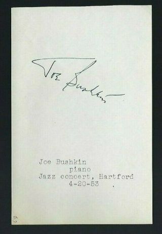 Joe Bushkin Signed Vintage Album Page Jazz Pianist Played W/armstrong