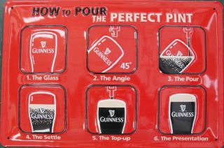 Guinness Collectible Embossed Metal Sign How To Pour The Perfect Pint