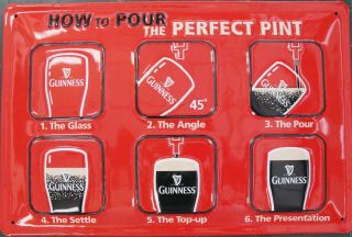 Guinness Collectible Embossed Metal Sign How To Pour The Perfect Pint 2