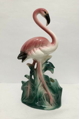 Vintage Ceramic Pink Flamingo Pottery Art Deco Planter Vase Midcentury (jw17)