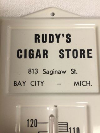 Advertising Thermometer Rudy ' s Cigar Store 25th Anniv Bay City,  Michigan AD28 3