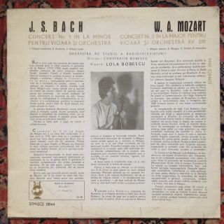 RARE Lola Bobesco Bach & Mozart Violin Concertos Stereo Electrecord LP NM/VG, 3