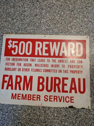Vintage Farm Bureau Sign 1977 Scioto Sign Company Kenton Ohio 14 " X 11 " Tin