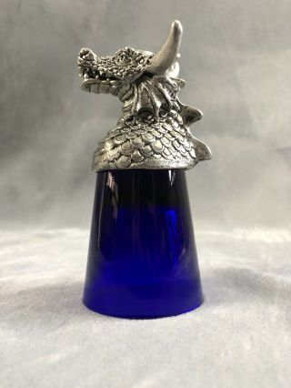 Fellowship Foundry Dragon Pewter Figurine Cobalt Blue Shot Glass