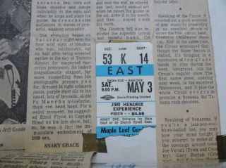 Jimi Hendrix Experience Maple Leaf Gardens Toronto,  Canada Concert Ticket 1969