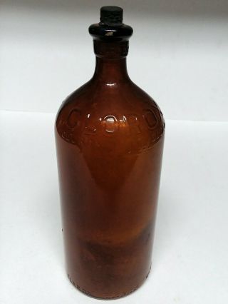 Antique Clorox Brown Glass Bottle Corked Reg Usa Pat Off