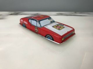 Vintage 1965 Tin Friction Fire Chief Toy Car Japan
