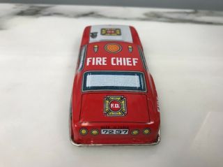 VINTAGE 1965 TIN FRICTION FIRE CHIEF TOY CAR JAPAN 3