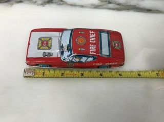 VINTAGE 1965 TIN FRICTION FIRE CHIEF TOY CAR JAPAN 7