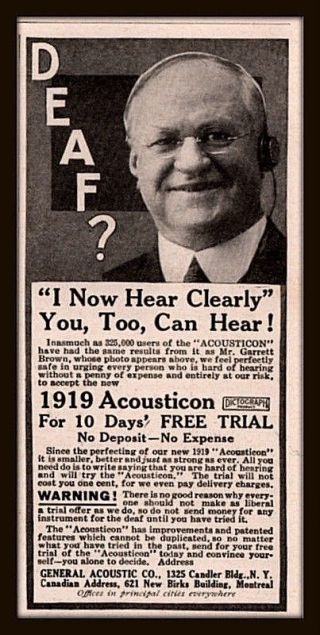 1919 C Acousticon Hearing Aid Mr Garrett Brown Print Ad