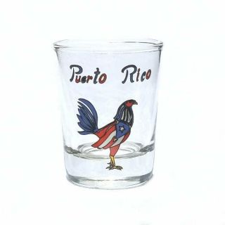 2oz Shot Glass With Puerto Rico Flag - Rooster Crystal Souvenirs Rican Boricua
