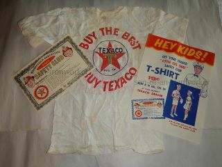 1950s Nos Texaco Little Fire Chief Safety Club T - Shirt Advertising Sign Group