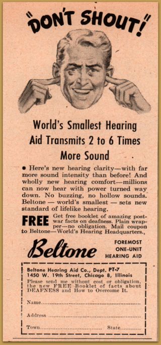 1948 Beltone Deaf Hearing Aid " Don 
