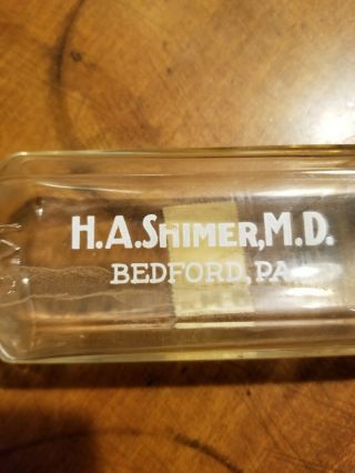 H.  A.  Shimer,  M.  D.  Bedford Pa Medicine Bottle