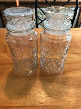 2 Planters Mr.  Peanut Glass Jar W/lid By Anchor Hocking Vintage 1983 Collectors