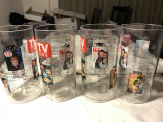 Collectible Tv Guide 24 Oz.  Plastic Drinking Cups Set Of 4 Nos Still In Wrapper