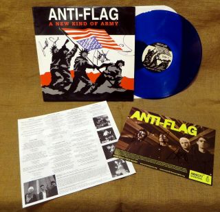 Autograph Punk Blue Vinyl Lp: Anti - Flag A Kind Of Army Inserts Af0046 Ltd Ed