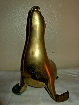 Vintage Sarreid LTD Solid Brass Sea Lion Statue Large & Heavy 11.  5 