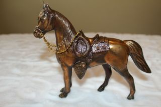 Horse Statue In Western Saddle Cast Metal Bronze Copper Sculpture Figurine