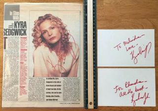 3 Kyra Sedgwick Hand Signed Autograph - A Collectors Must Have
